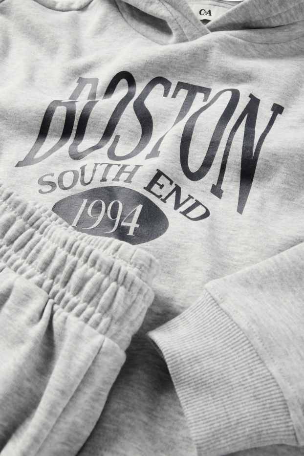 Nena - Boston - conjunt - dessuadora amb caputxa i pantalons de xandall - 2 peces - gris clar jaspiat