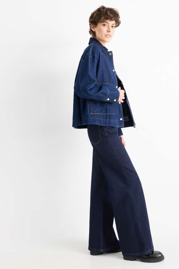 Dámské - Flared jeans - high waist - džíny - tmavomodré