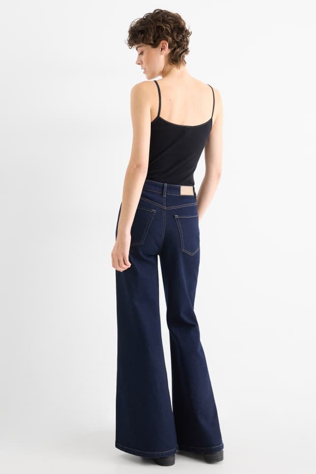 Dámské - Flared jeans - high waist - džíny - tmavomodré