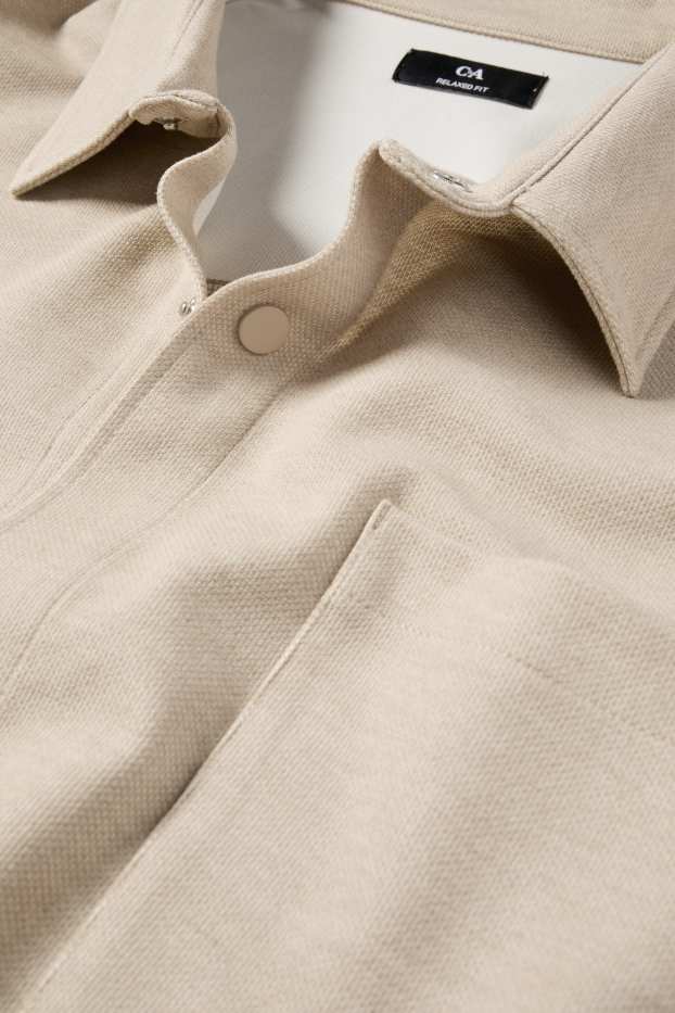 Heren - Overhemdjas - relaxed fit - Kent - beige