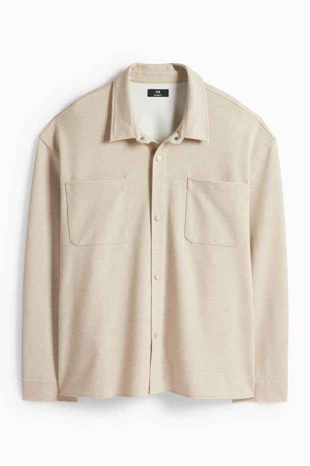 Heren - Overhemdjas - relaxed fit - Kent - beige