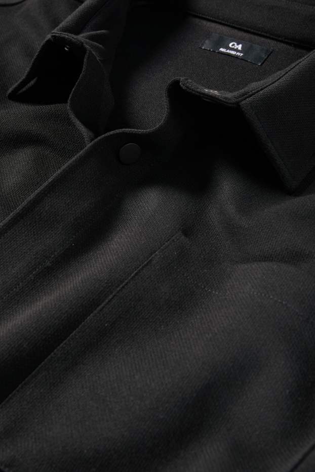 Hommes - Veste-chemise - relaxed fit - col kent - noir