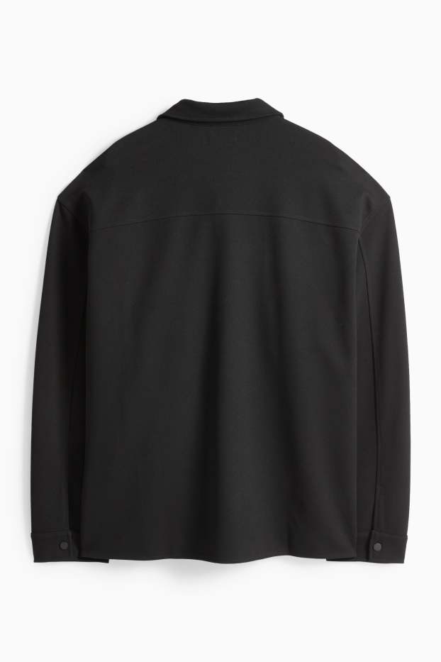 Hommes - Veste-chemise - relaxed fit - col kent - noir