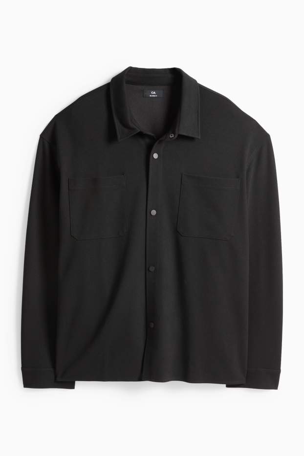 Hommes - Veste-chemise - relaxed fit - col kent - noir