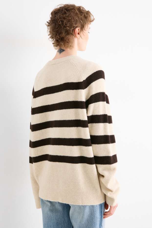 Donna - Maglione - a righe - marrone / beige