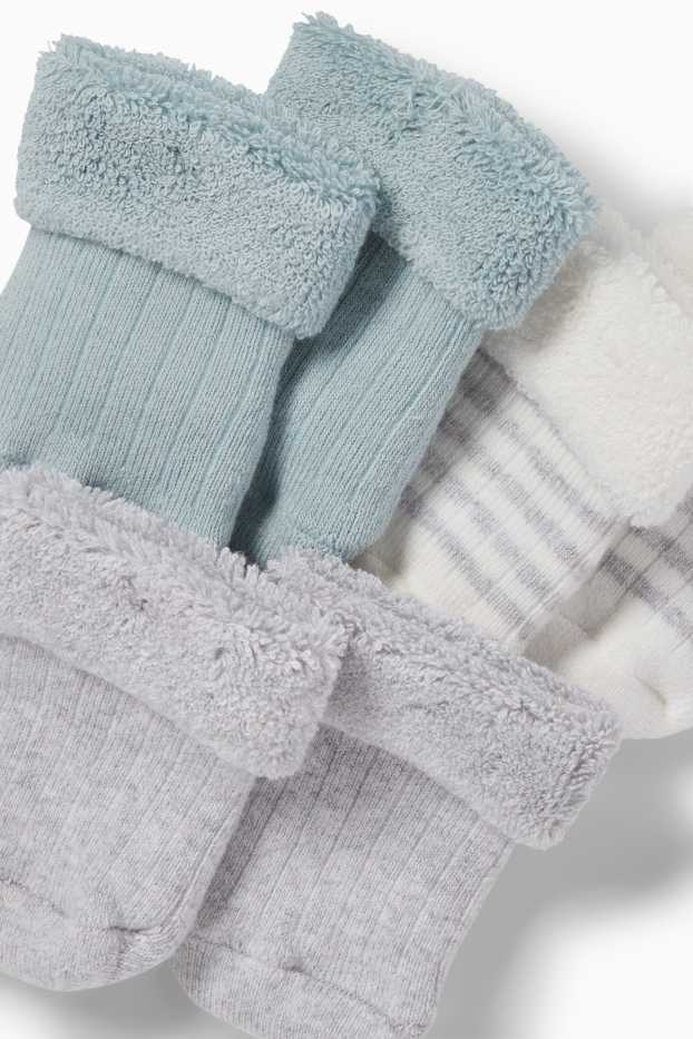 Bébés garçons - Lot de 3 paires - chaussettes nouveau-né - côtelées - hiver - gris clair