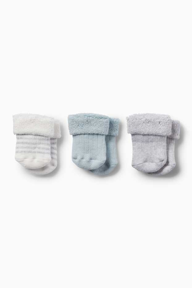 Bébés garçons - Lot de 3 paires - chaussettes nouveau-né - côtelées - hiver - gris clair
