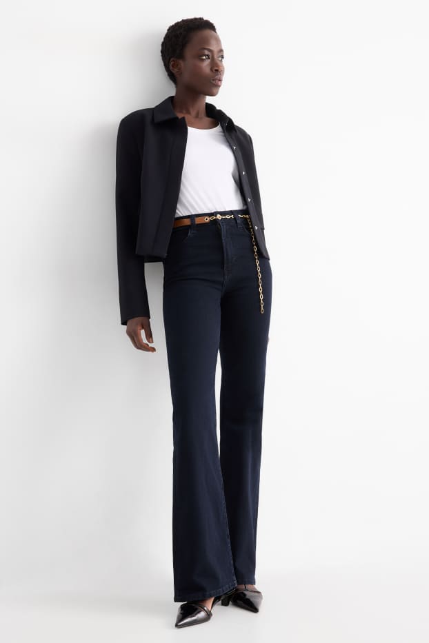 Donna - Jeans svasati con cintura - vita alta - LYCRA® - jeans blu scuro