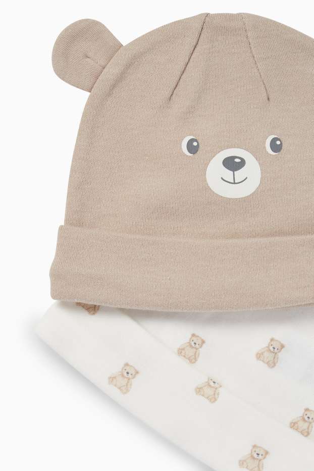 Unisex - Confezione da 2 - orsetto - berretto per neonati - bianco