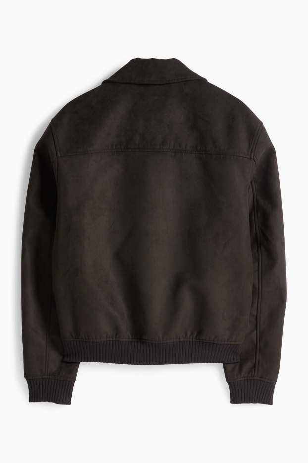 Pánské - Bunda - imitace semiše - černá