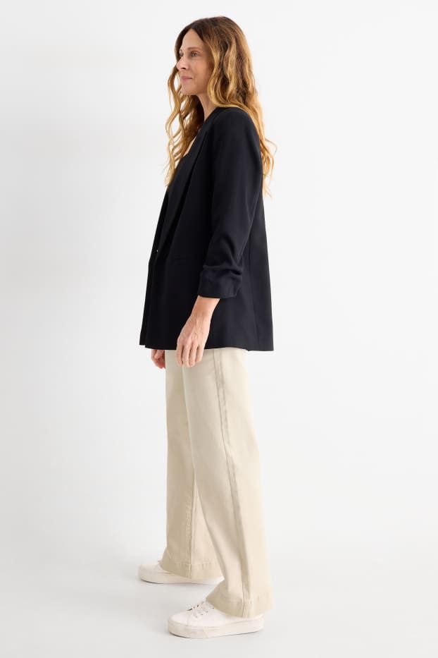 Femmes - Pantalon de toile à ceinture - high waist - wide leg - beige clair