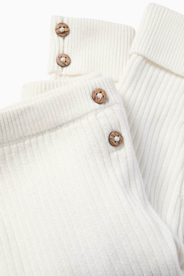 Unisex - Baby-Strick-Leggings - gerippt - cremeweiß