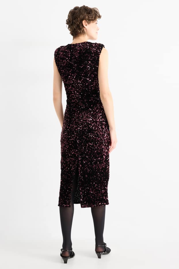 Donna - Abito bodycon in paillettes - bordeaux