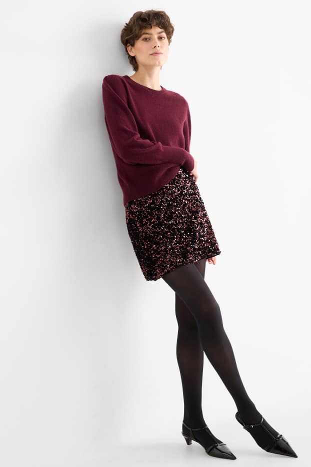 Dámské - Pajetková minisukně - tmavohnědá