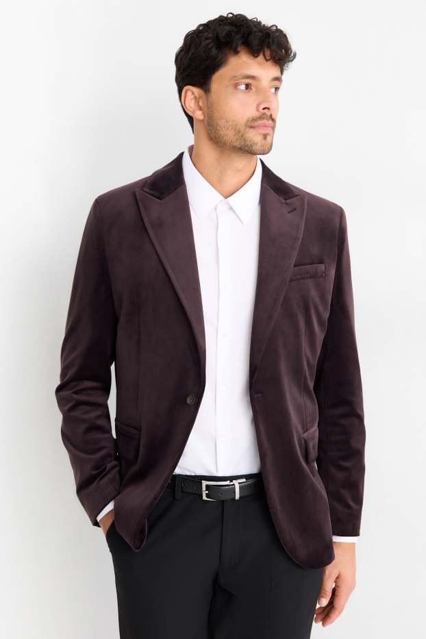 Herren - Samt-Sakko - Slim Fit - Stretch - lila