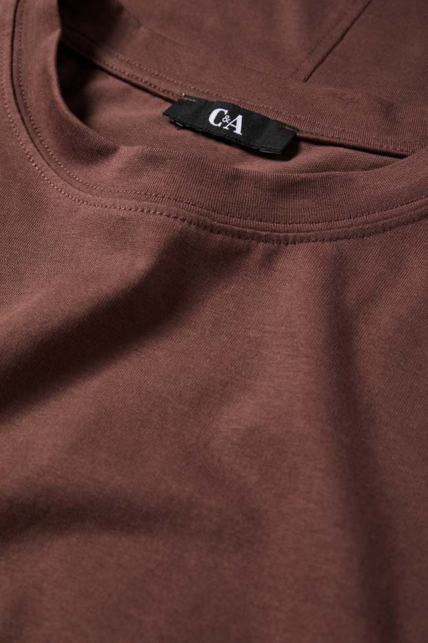 Femei - Tricou cu mânecă lungă basic - relaxed fit - maro închis