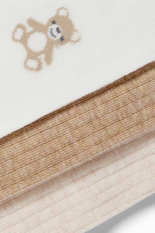 Baby Mädchen - Multipack 3er - Teddybär - Baby-Strumpfhose - hellbeige