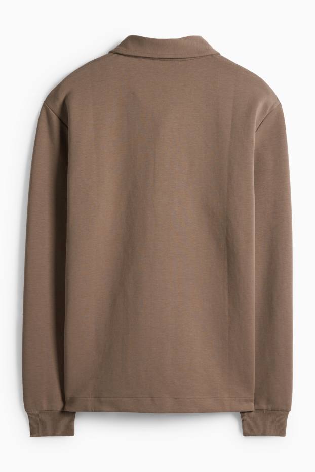 Pánské - Polokošile s dlouhým rukávem - regular fit - tmavohnědá