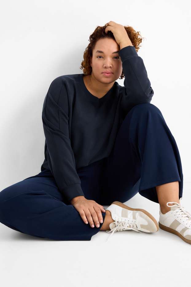 Femei - Bluză de molton - albastru închis