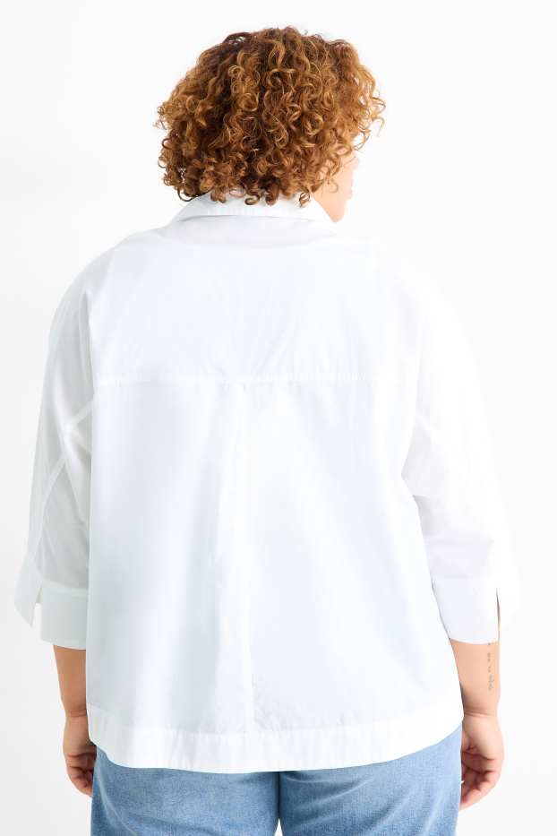 Dámské - Halenka s výstřihem ve tvaru V - bílá