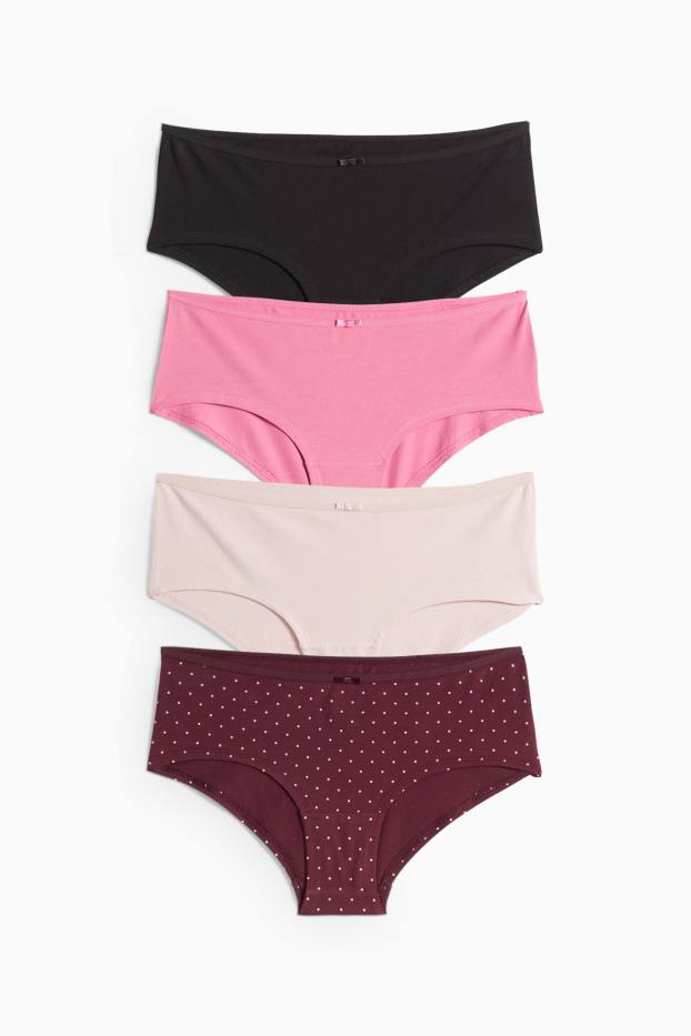 Damen - Multipack 4er - Hipster - dunkelrot