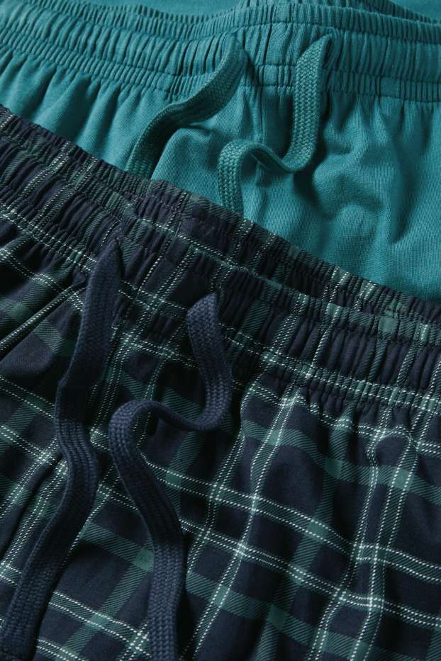 Heren - Set van 2 - pyjamabroek - donkergroen