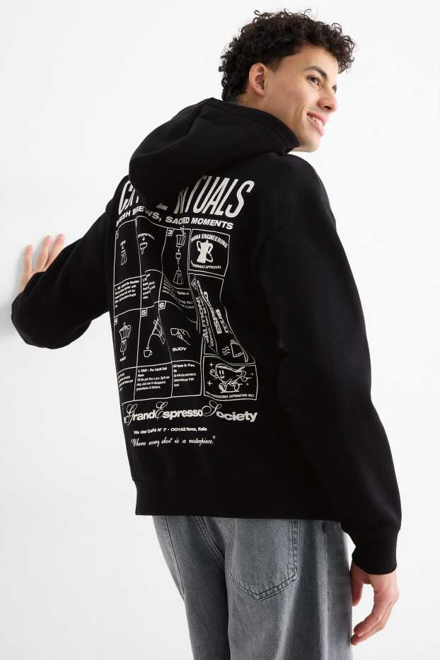 Uomo - Felpa con cappuccio oversize - nero