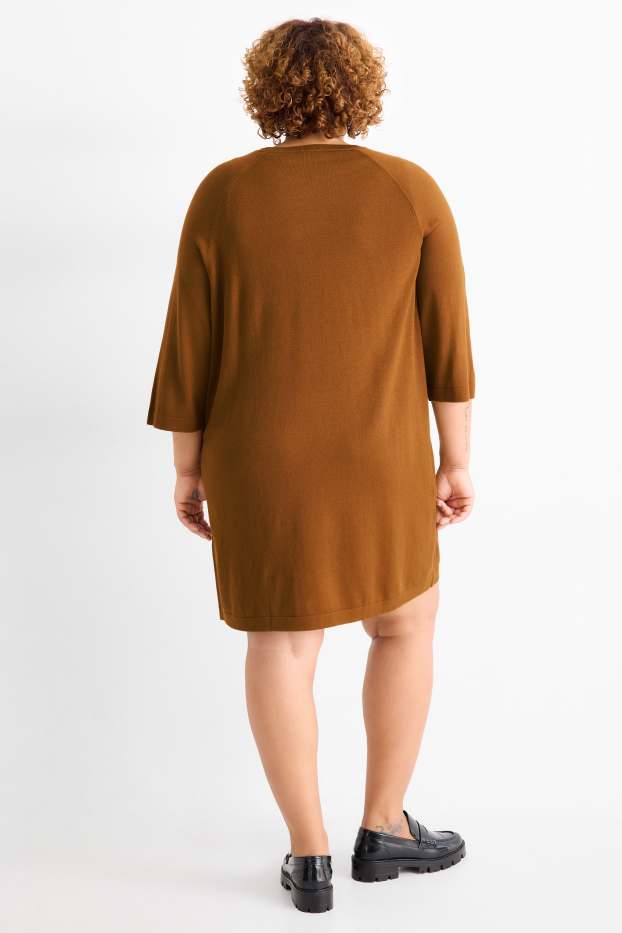 Donna - Vestito in maglia - straight fit - marrone