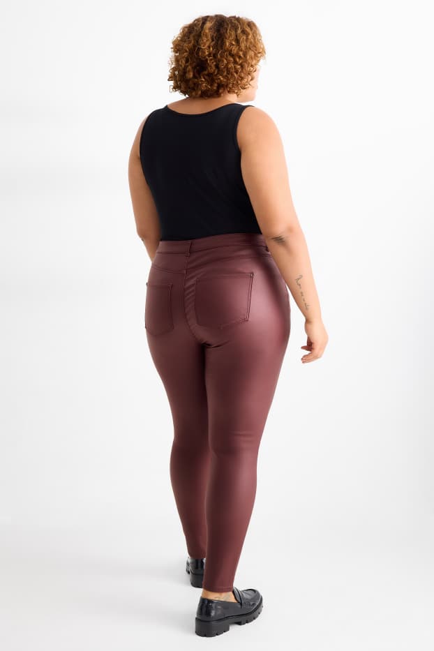 Femei - Pantaloni de stofă - talie înaltă - skinny fit - bordo