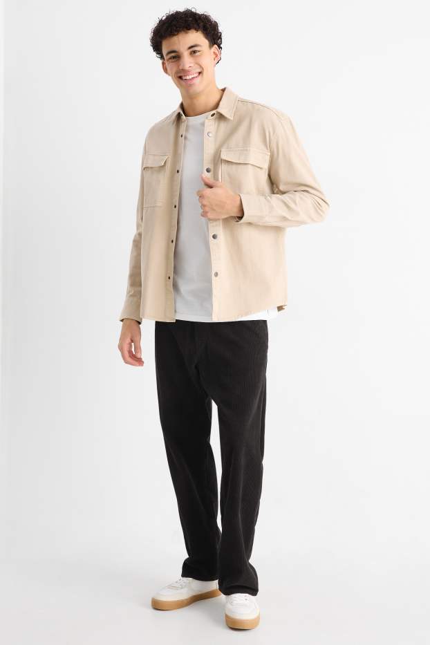 Heren - Corduroy broek - relaxed fit - zwart