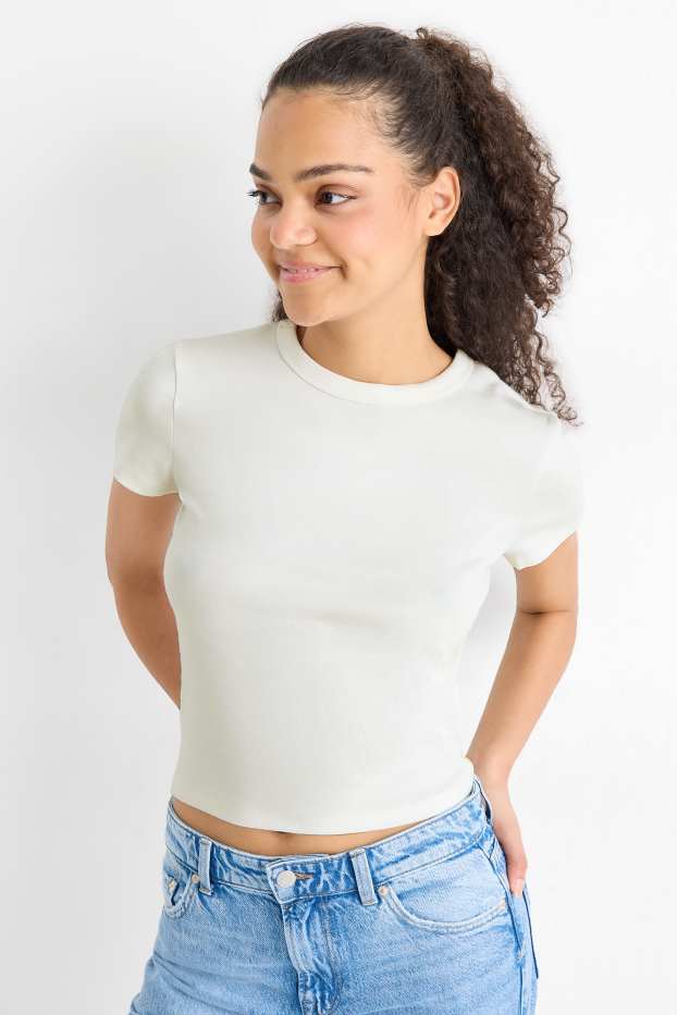 Damen - T-Shirt - Slim Fit - weiß