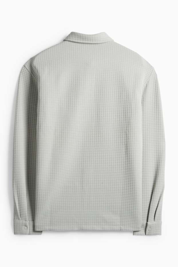 Pánské - Košile - relaxed fit - kent - strukturovaná - mátově zelená