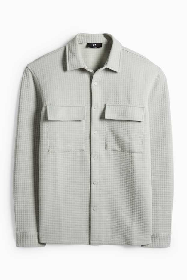 Pánské - Košile - relaxed fit - kent - strukturovaná - mátově zelená