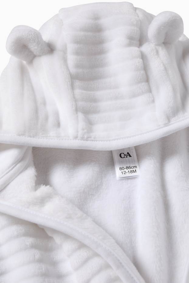 Bébés filles - Peignoir bébé avec capuche - finition côtelée - blanc