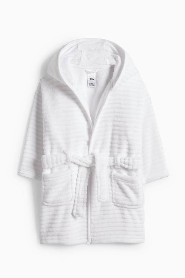 Bébés filles - Peignoir bébé avec capuche - finition côtelée - blanc