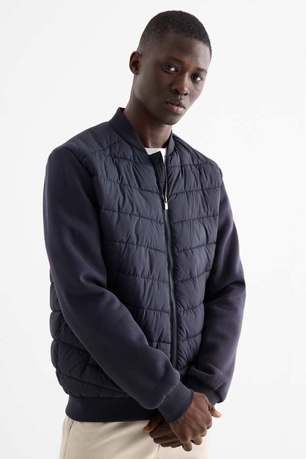 Pánské - Prošívaná bunda - tmavomodrá