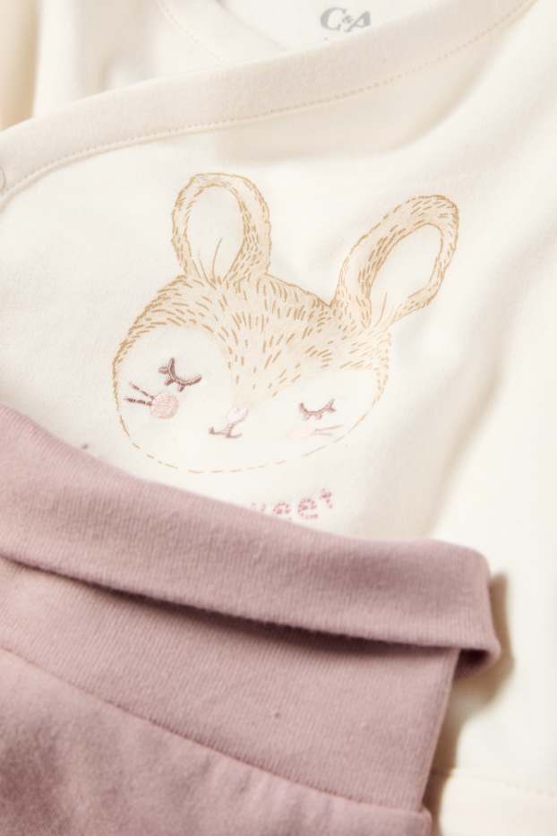 Baby Mädchen - Häschen - Erstlingsoutfit - 2 teilig - cremeweiß