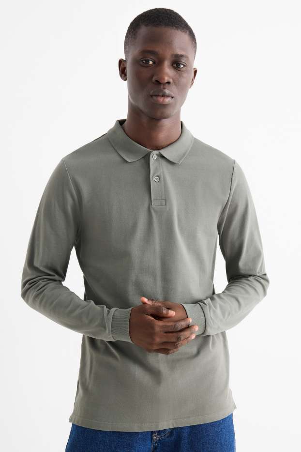 Hommes - Polo - slim fit - vert