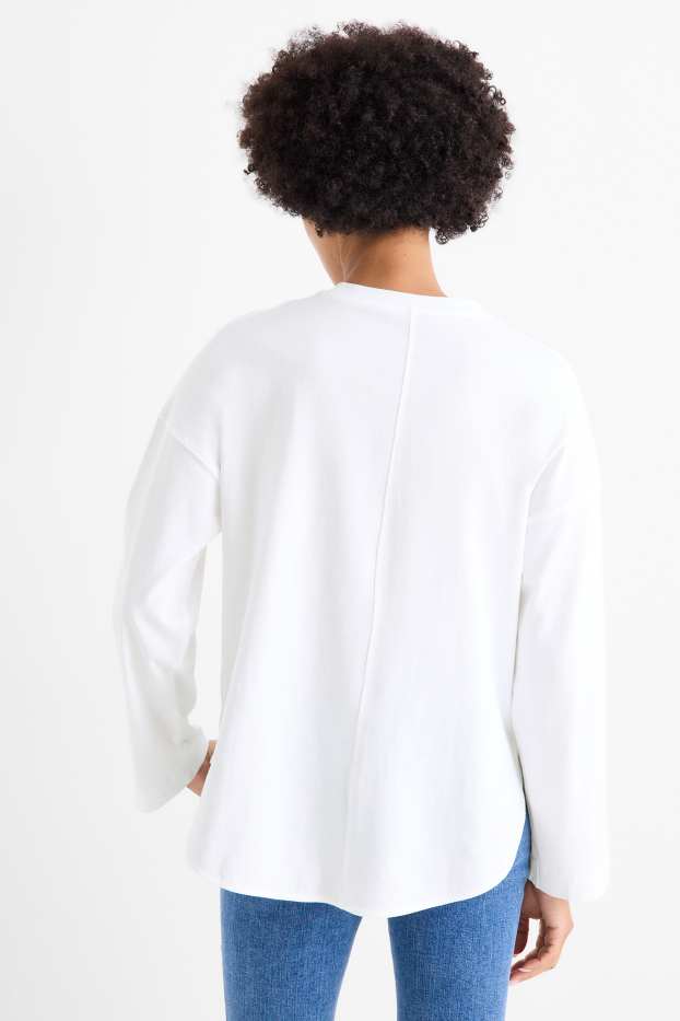 Dámské - Tričko s dlouhým rukávem - relaxed fit - bílá