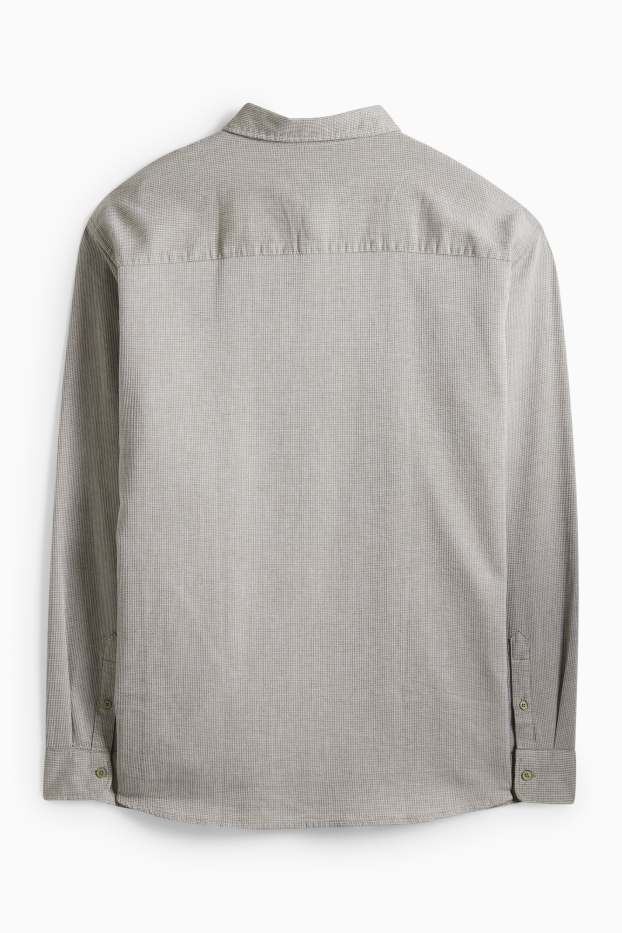 Men - Shirt - regular fit - kent collar - textured - green