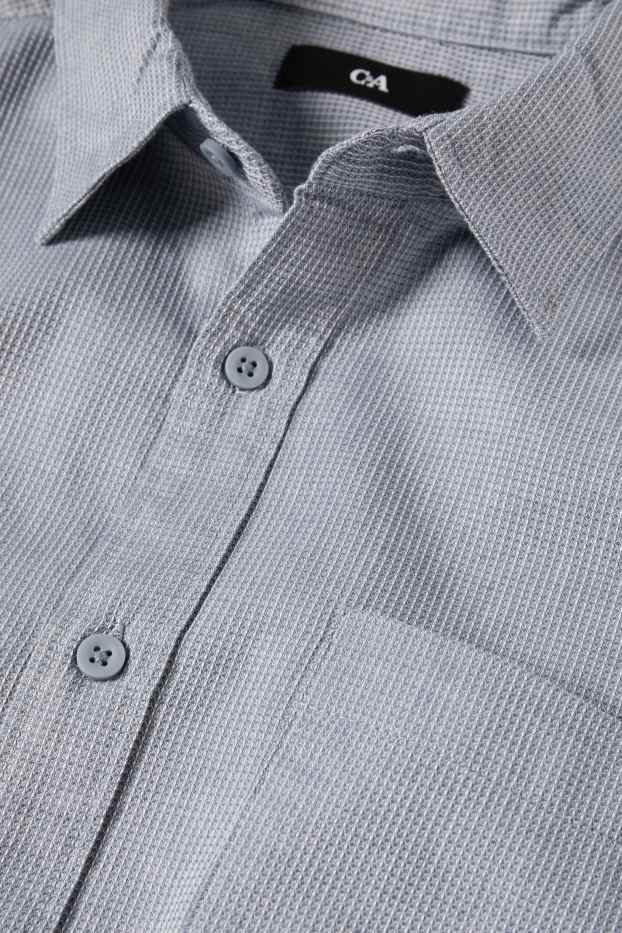 Home - Camisa - regular fit - Kent - texturada - blau