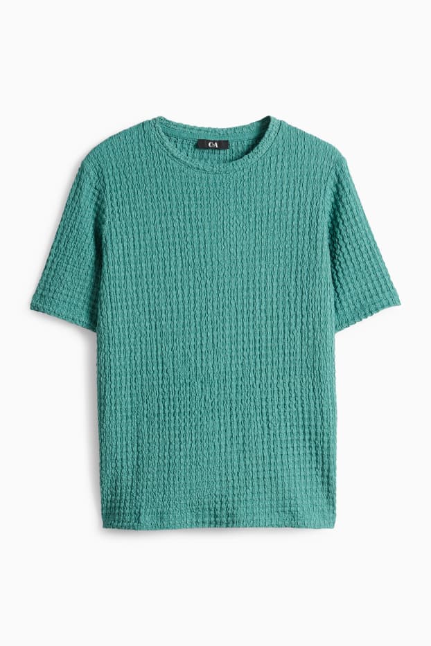 Damen - T-Shirt - Regular Fit - strukturiert - grün