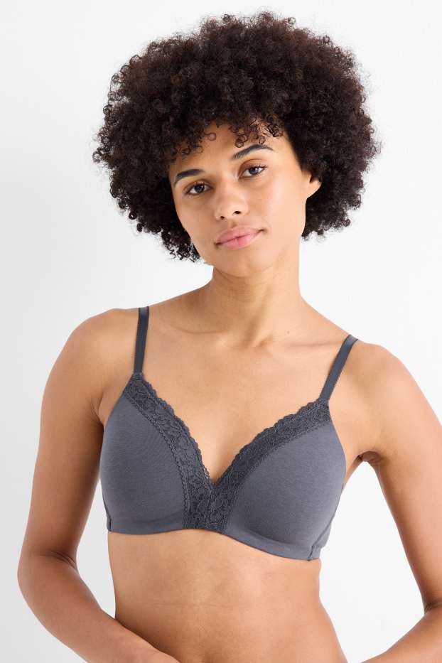 Femmes - Lot de 2 - soutiens-gorge sans armatures - ampliforme - bleu foncé / gris