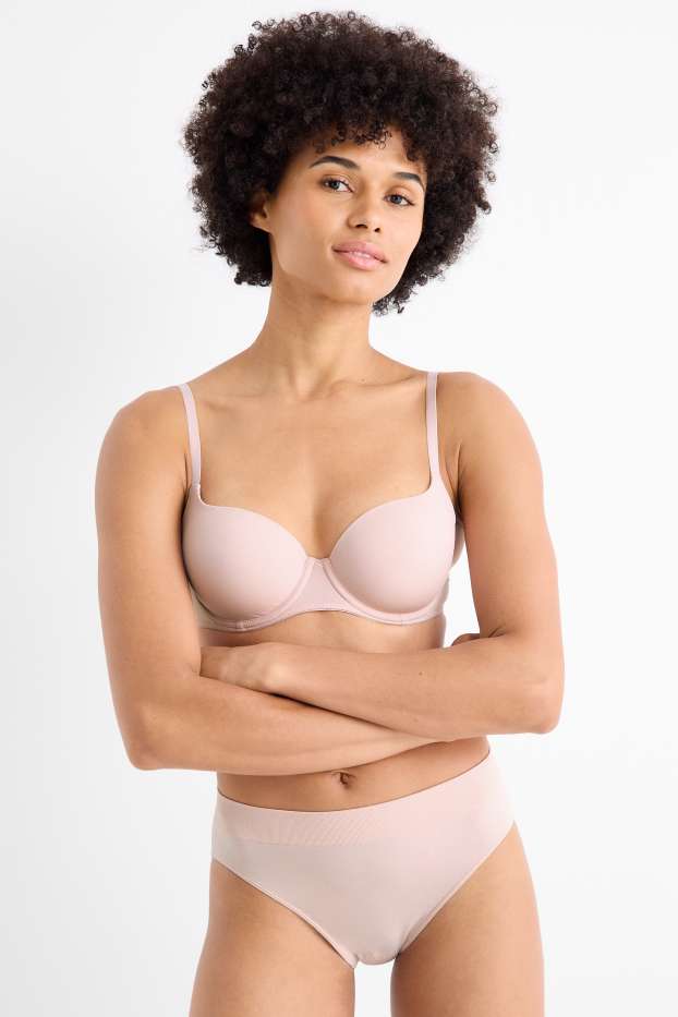 Dames - Set van 2 - BH met beugels - FULL COVERAGE - voorgevormd - roze / blauw
