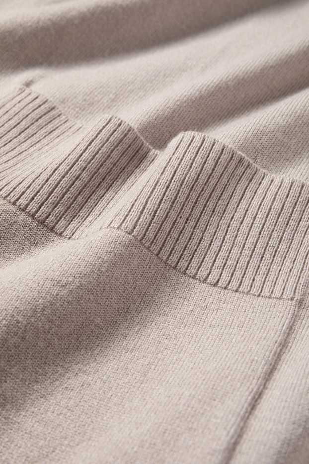 Dámské - Dlouhý pletený kardigan - béžová