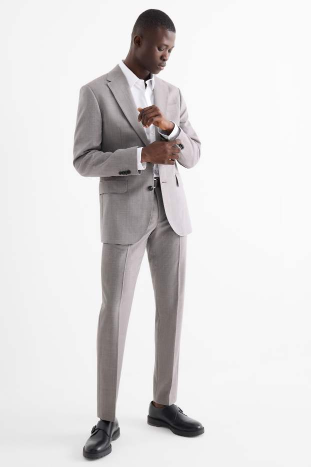 Heren - Wollen pantalon uit het combi-systeem - Regular Fit - lichtgrijs