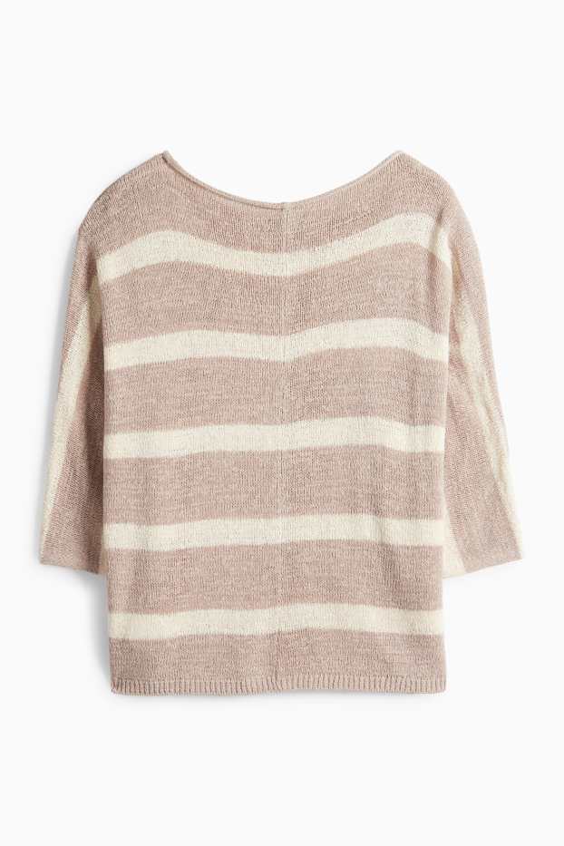 Femmes - Pull - à rayures - beige