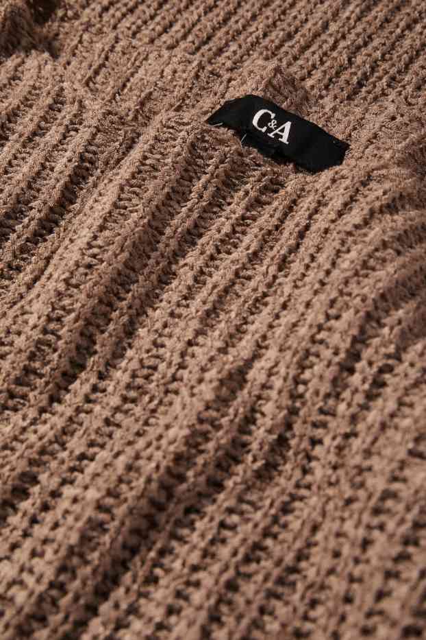 Dámské - Svetr - žebrovaný - světle hnědá