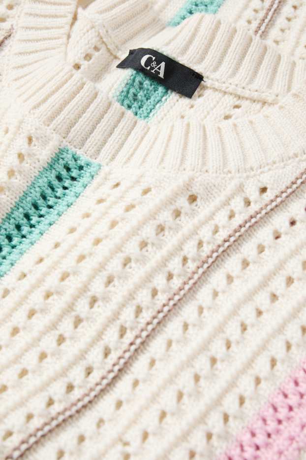 Dámské - Svetr - pruhovaný - krémově bílá