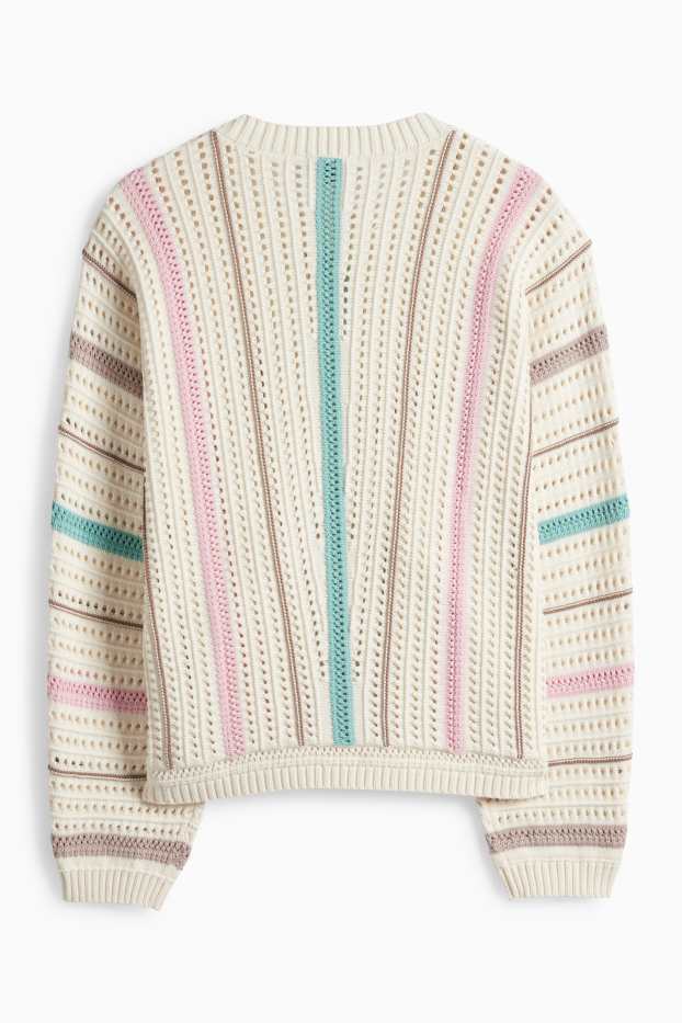 Dámské - Svetr - pruhovaný - krémově bílá